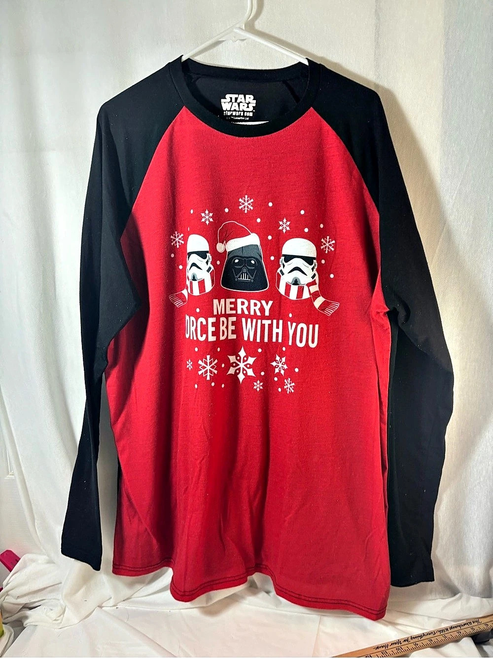 2 Star Wars Merry Force Be With You Long Sleeve night Shirt Size XL (16)